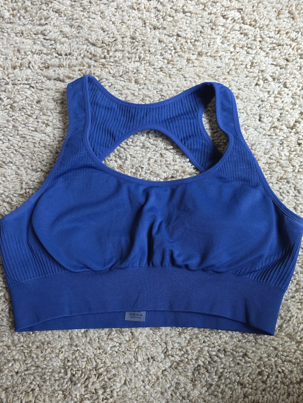 Yondit XL Seamless Racerback Sports Bra in Deep Blue